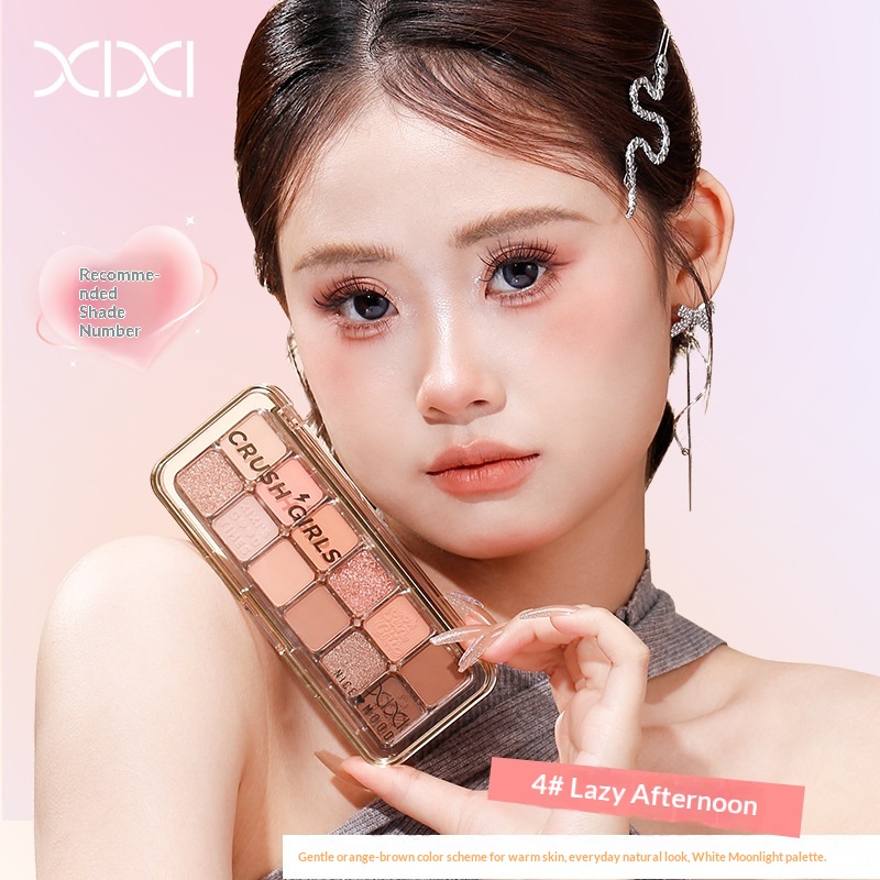 Mist Muse Twelve-Color Eyeshadow Palette Shimmer Sparkle Matte Highlight Contour Blush All-in-One Palette 3