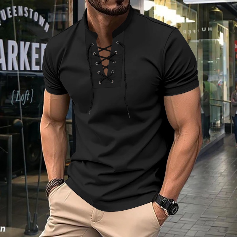 Men's Thin V-neck V-tie Casual Sporty Short Sleeve 9e6c3683 B97a 426a B89b 0335fc1515fc Trans