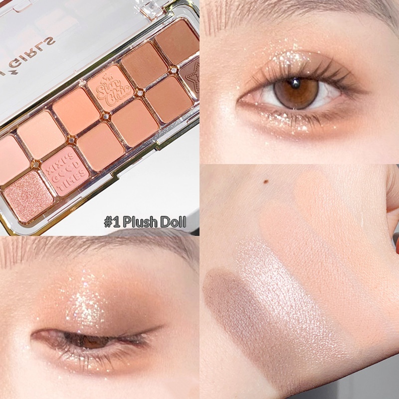 Mist Muse Twelve-Color Eyeshadow Palette Shimmer Sparkle Matte Highlight Contour Blush All-in-One Palette 6