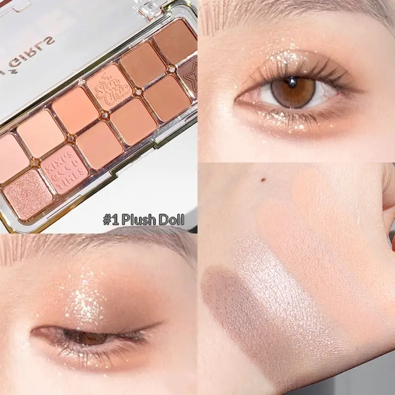 Mist Muse Twelve-Color Eyeshadow Palette Shimmer Sparkle Matte Highlight Contour Blush All-in-One Palette