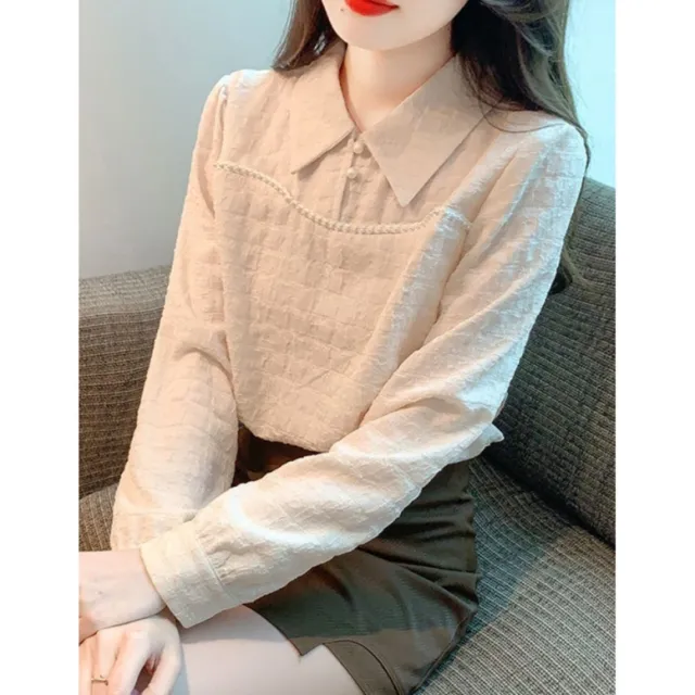 Women's Long Sleeve Chiffon Shirt Apricot - Shop at LoveMi
