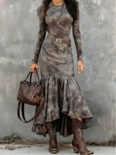 Sexy Body-hugging Mermaid Midi Dress - Grey - View 1