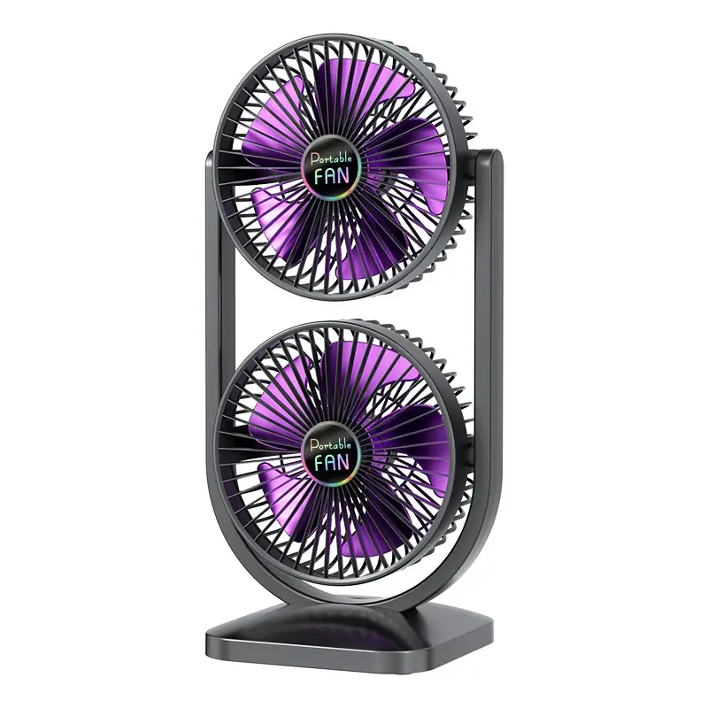 Double-layer Electric Fan USB Rechargeable Dual-head