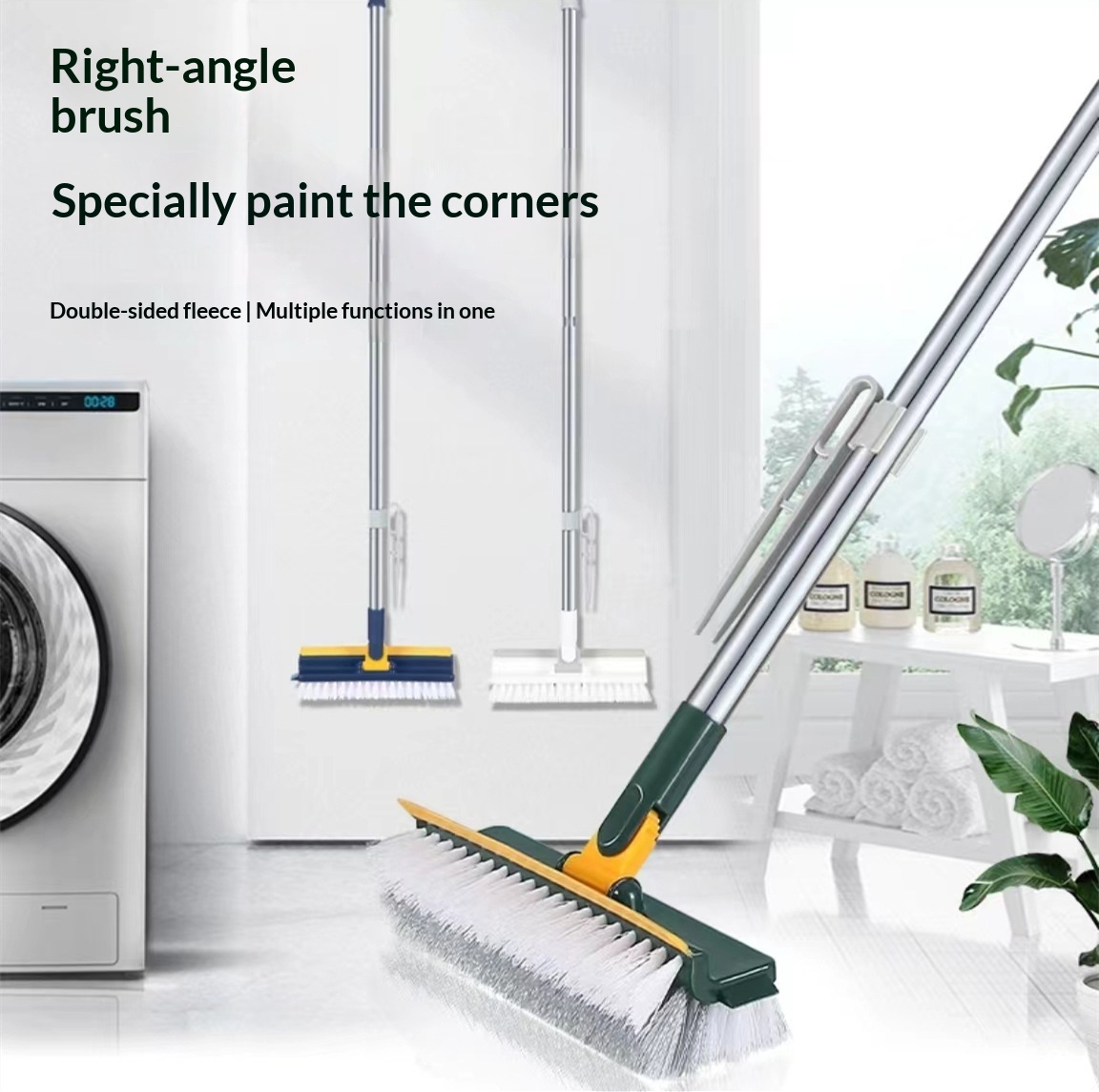 Bathroom Floor Brush Corner Gap Brush Multi-function Long Handle Floor Brush Bathroom Tile Water Scraper