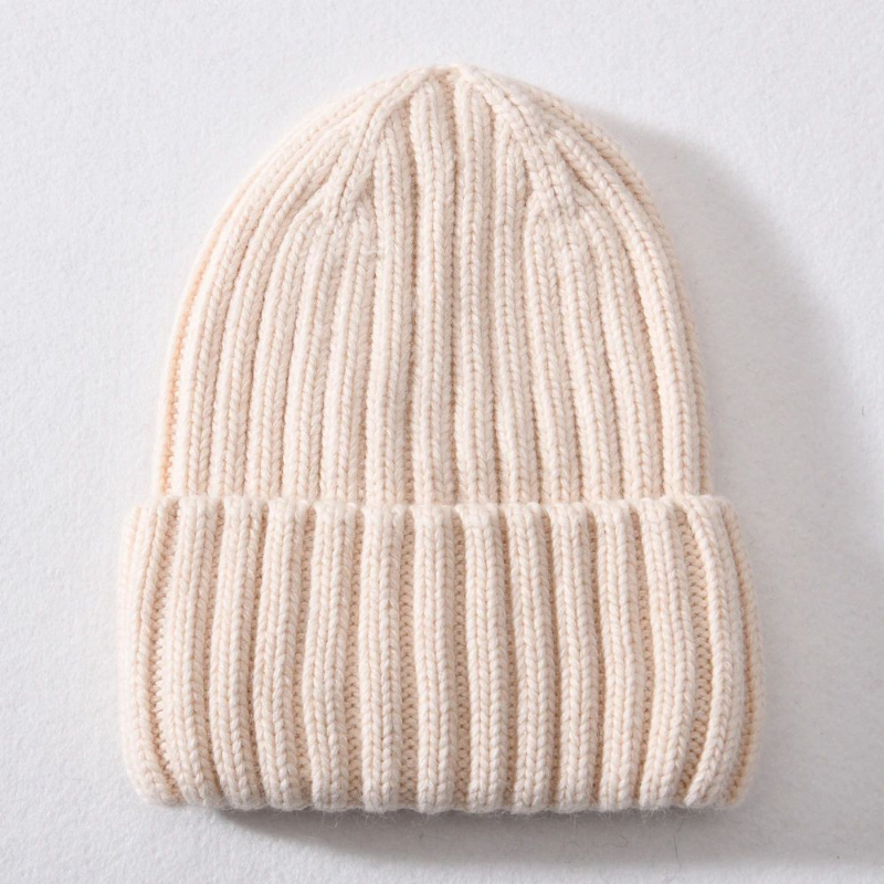Winter Silk Satin lined Knit Hat Unisex Thickened Version Beige - Shop at LoveMi