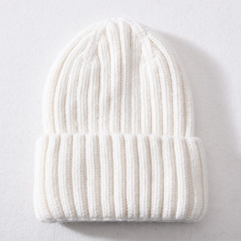 Winter Silk Satin lined Knit Hat Unisex Thickened Version White - Shop at LoveMi