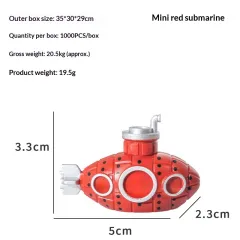 Aquarium PVC Decoration Hiding House Ornament - Mini Red Submarine - View 1