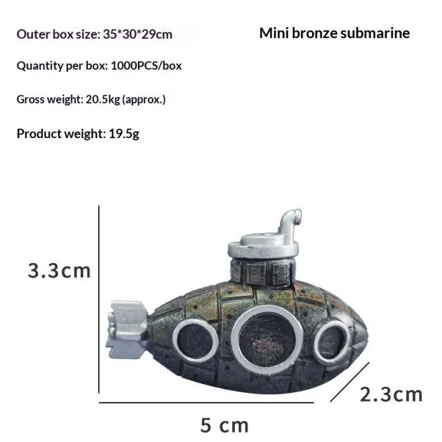 Aquarium PVC Decoration Hiding House Ornament Mini Bronze Submarine - Shop at LoveMi