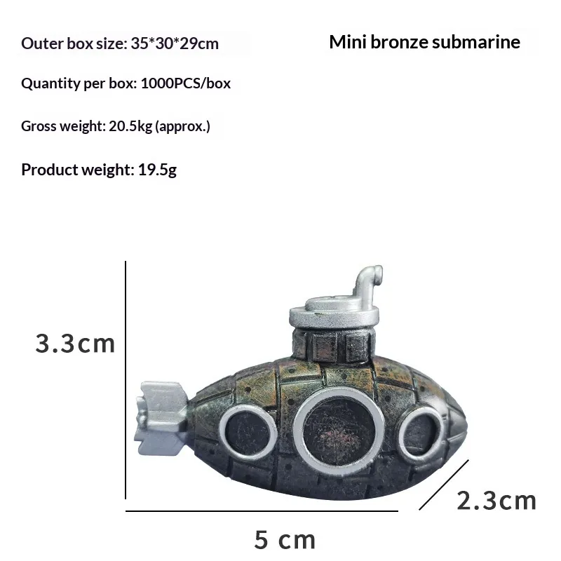 Aquarium PVC Decoration Hiding House Ornament - Mini Bronze Submarine
