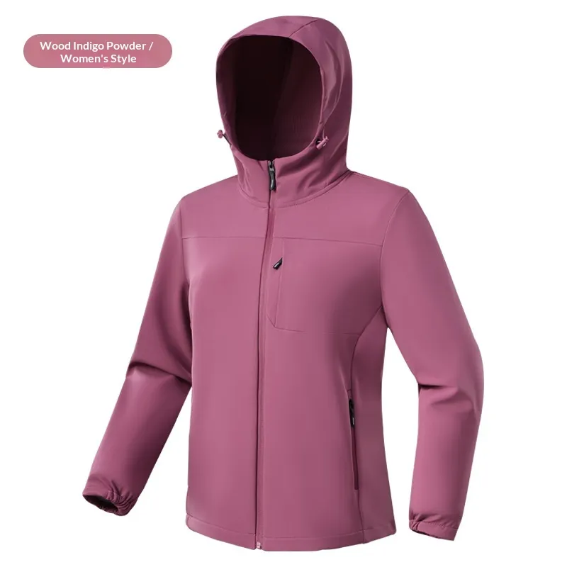 Windproof Casual Fleece-lined Warm Hooded Sweatshirt For Women - Wood Dust Powder