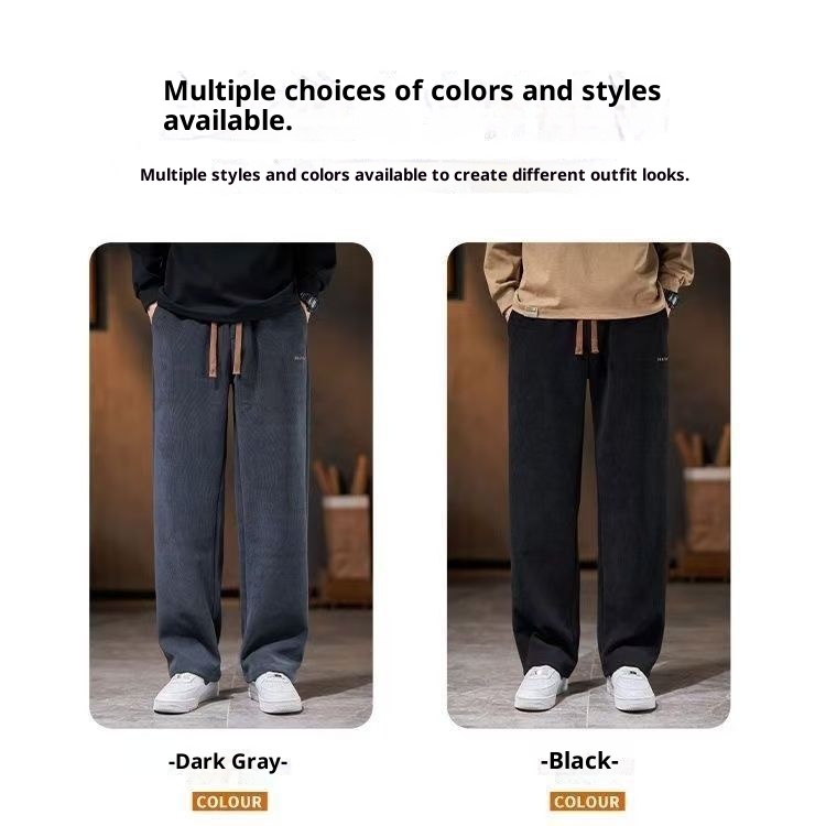 Men's Straight-leg Pants-Loose-style Fleece-lined Trousers 215b1b01 47bd 4fb1 8d54 65daf095a0ea Trans