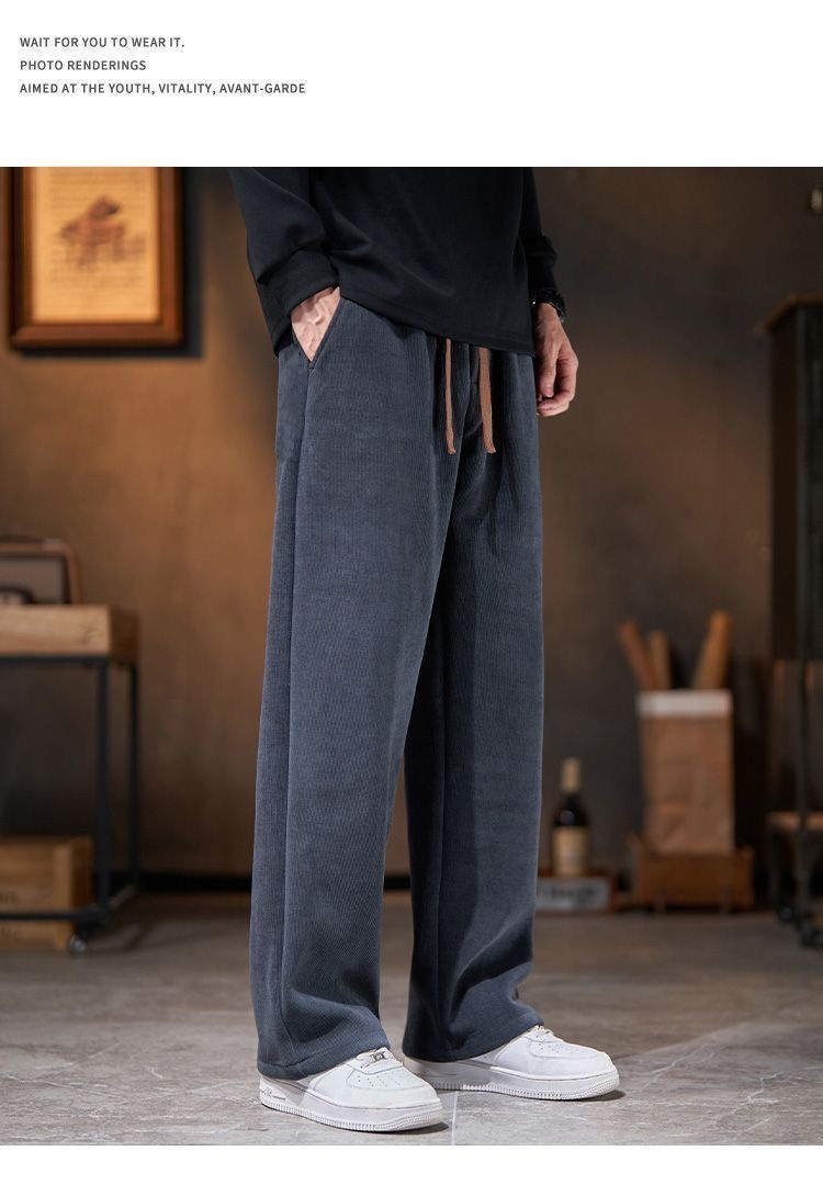 Men's Straight-leg Pants-Loose-style Fleece-lined Trousers 410d6e18 79af 42e9 8e04 33f334030b79 Trans