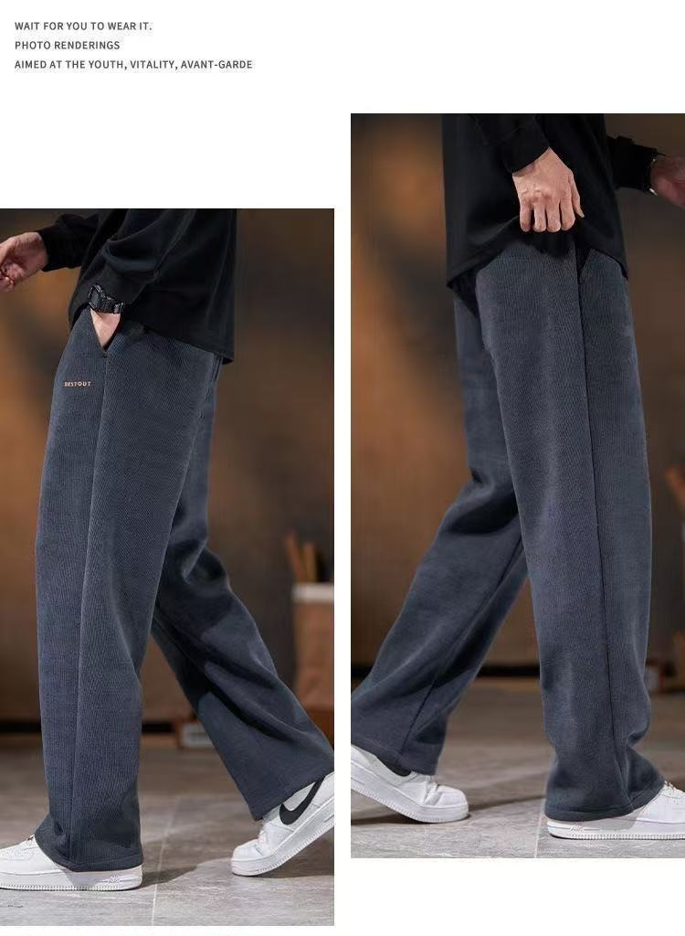 Men's Straight-leg Pants-Loose-style Fleece-lined Trousers 4217730a 2703 4ccc 892a F2482bf6ffce Trans