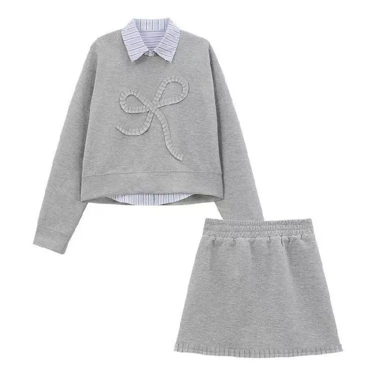 Preppy Style Full Set Dress Autumn New Style - Sweater Suit