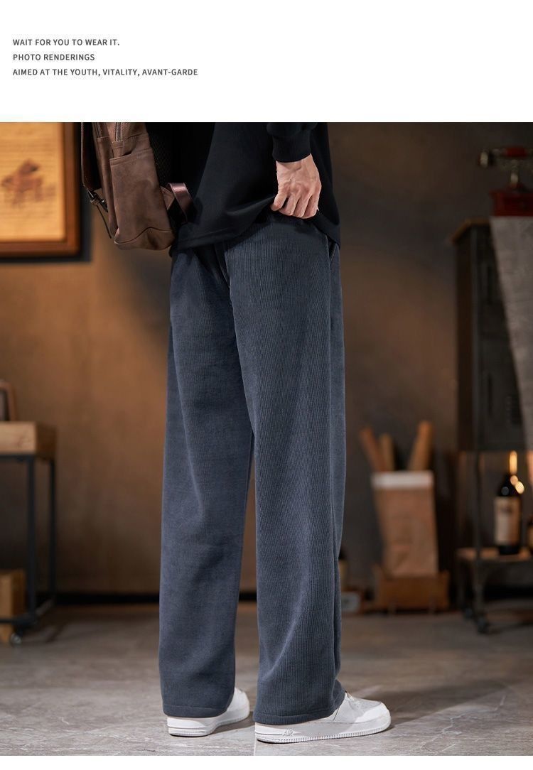 Men's Straight-leg Pants-Loose-style Fleece-lined Trousers A26a7178 D068 49e2 B4a2 686e81ab5bc2 Trans
