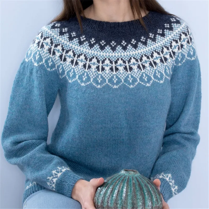 Round Neck Multicolor Loose Fashion Pullover Sweater - No 8521
