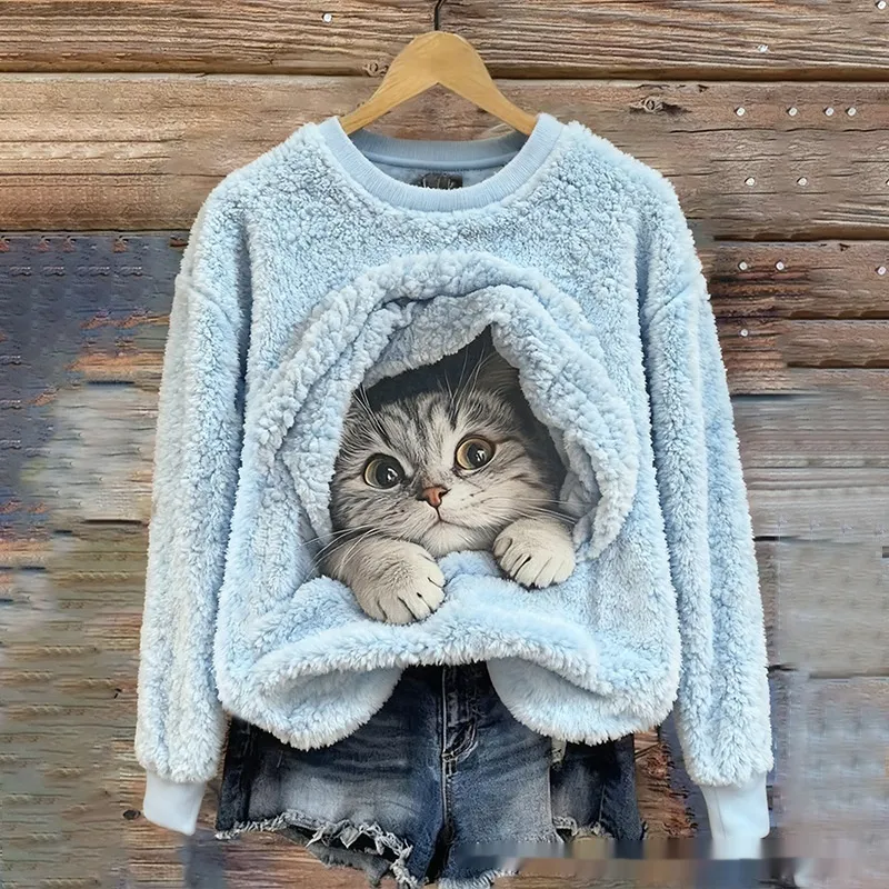 3D Digital Printed Flannel Sweatshirt Women - Fhryl17-L