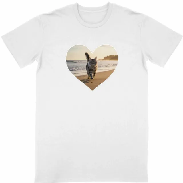 Women's Casual Round Neck Short Sleeve With Heart Pattern White - Shop at LoveMi