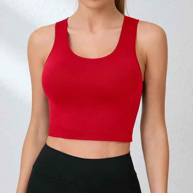 Women's Yoga Top Summer Seamless Quick Dry Four Way Stretch Backless Bright Red - Shop at LoveMi