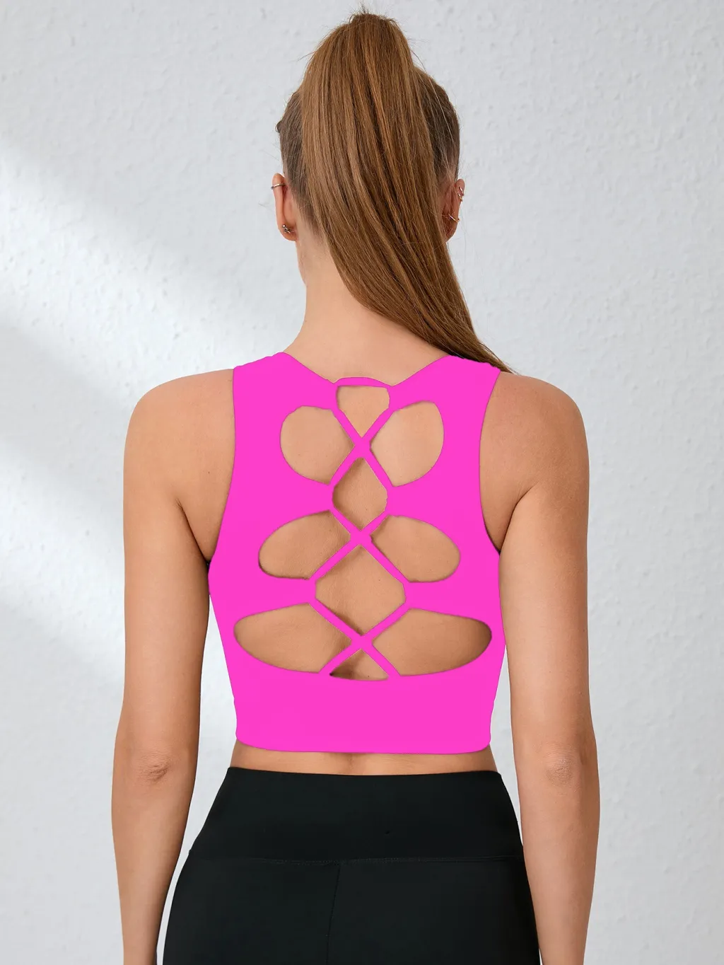 Women's Yoga Top Summer Seamless Quick-Dry Four-Way Stretch Backless - Rose