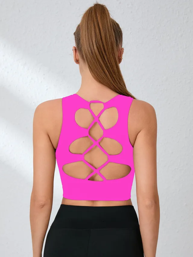 Women's Yoga Top Summer Seamless Quick Dry Four Way Stretch Backless Rose - Shop at LoveMi