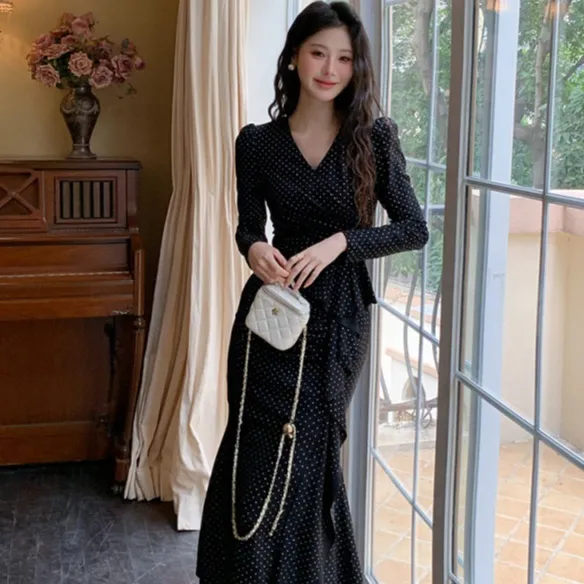 Autumn New Fashion Women's Waist tie Dress Black - Shop at LoveMi