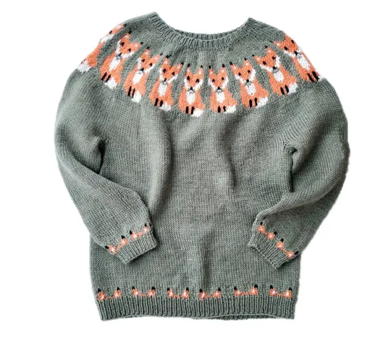 Round Neck Multicolor Loose Fashion Sweater Women - Fox