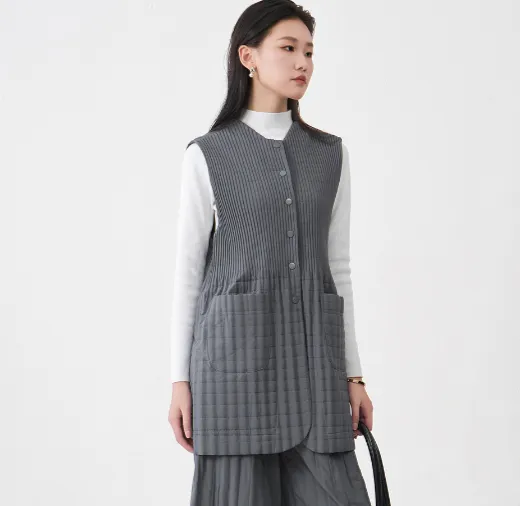 Women's Vest Coat Straight leg Cotton Pants Versatile Two piece Set Gray - Shop at LoveMi