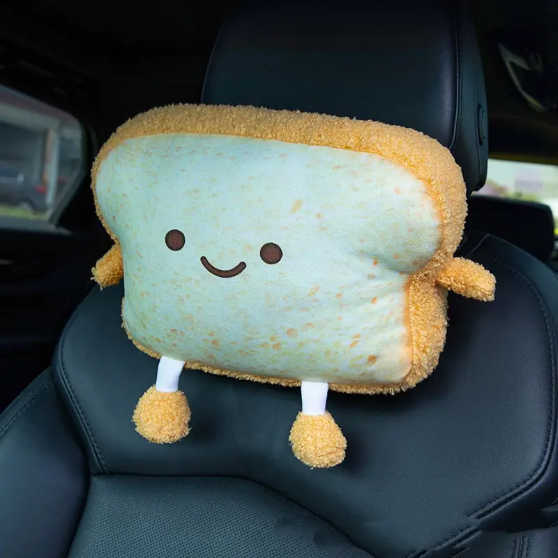Cute Toast Bread Headrest Neck Pillow Car Cushion