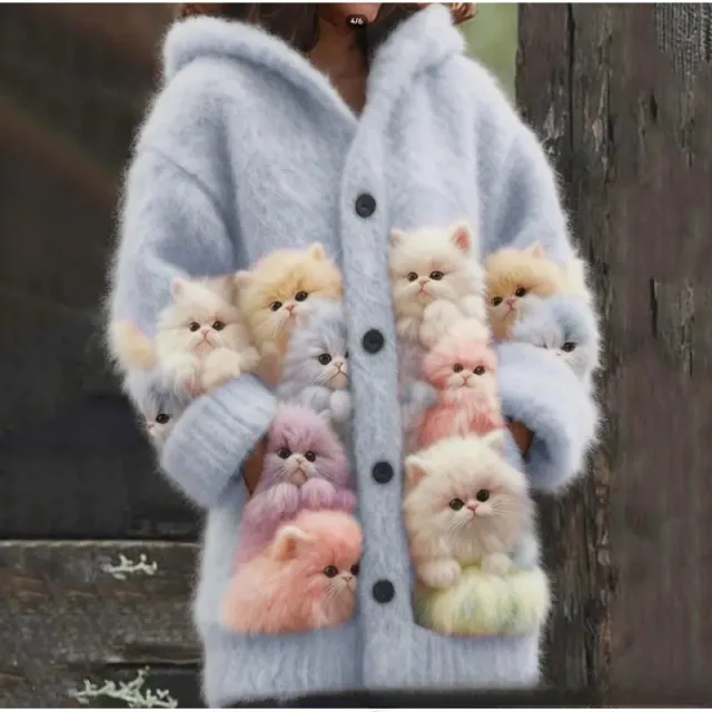 New Cat Pattern 3D Printed Casual Hooded Cape Jacket Wqjlwtsx6714 - Shop at LoveMi