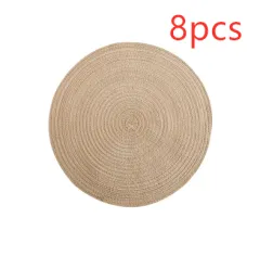 Western-style Placemat Home Placemat Coasters Heat Proof Mat - Light Brown 8Pcs - View 1