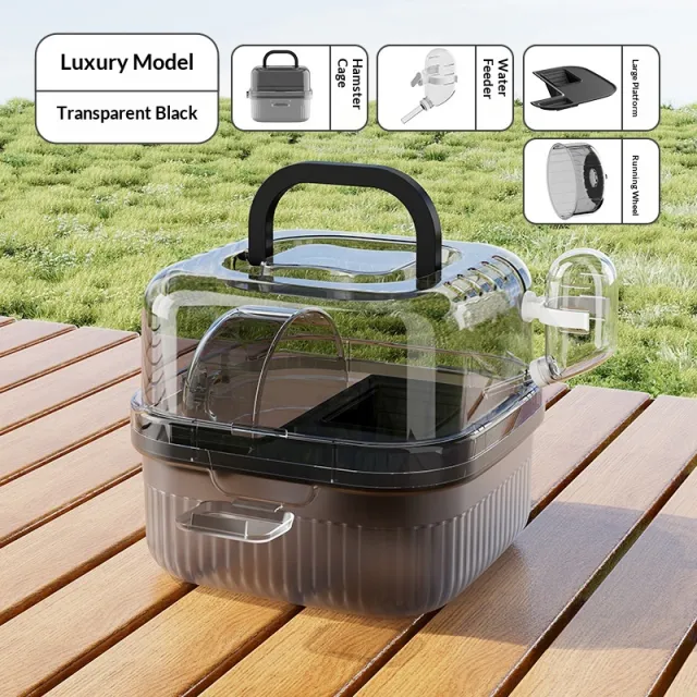 Outdoor Hamster Portable Travel Cage Transparent Black - Shop at LoveMi
