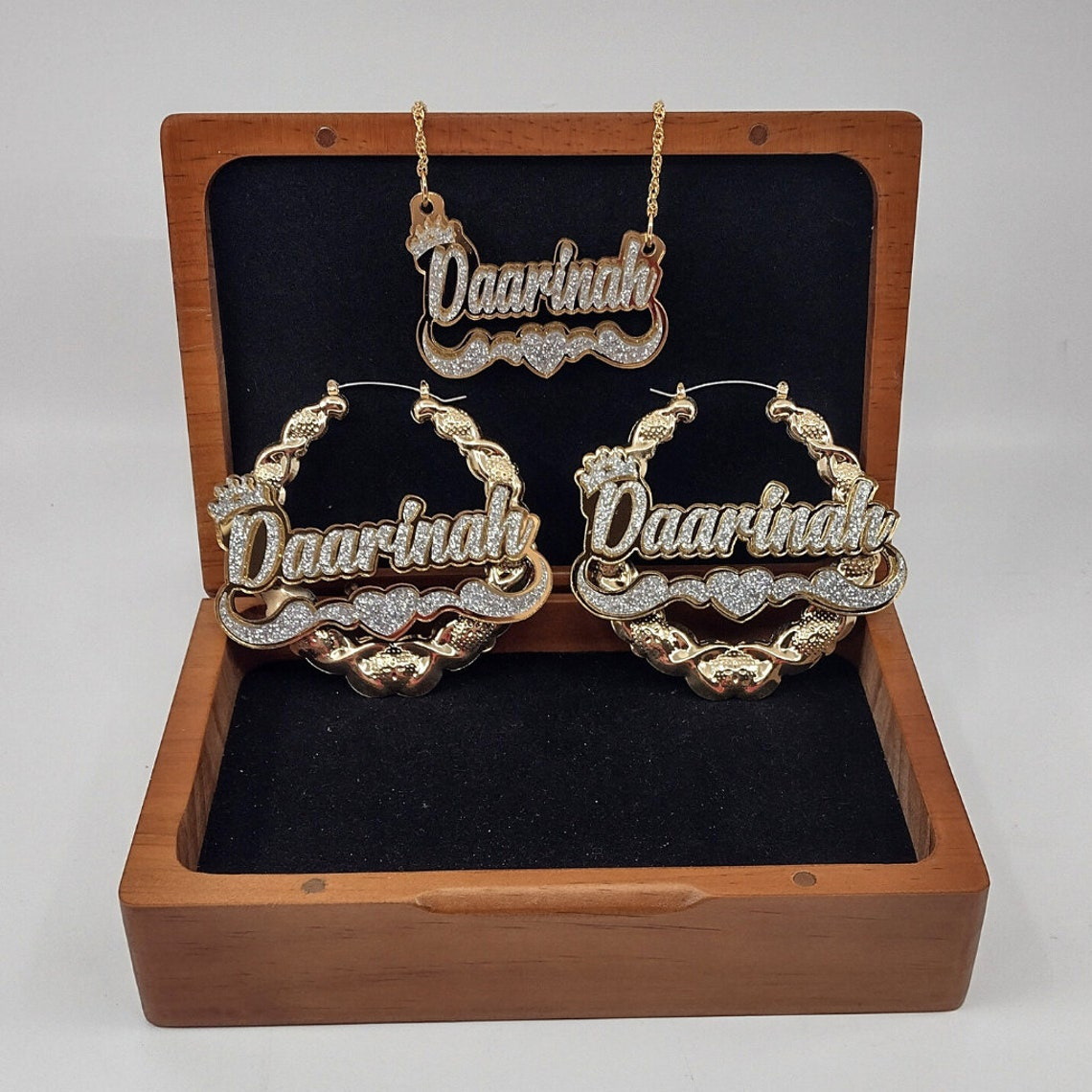 English Name Necklace Earring Set