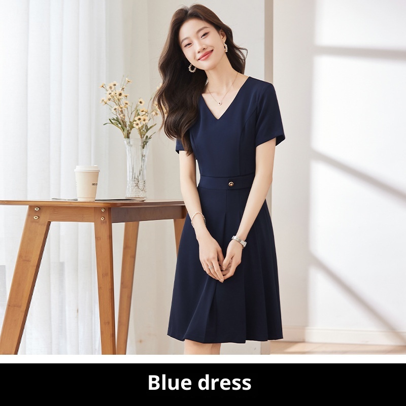 Slimming Office Wear Front Desk Work Skirt Blue - Shop at LoveMi