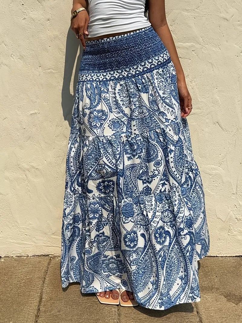 Paisley Maxi Skirt Boho Tiered High Waisted Vacation Style 8 3818e516 1be4 4ee7 9d01 86cd87862d2b trans
