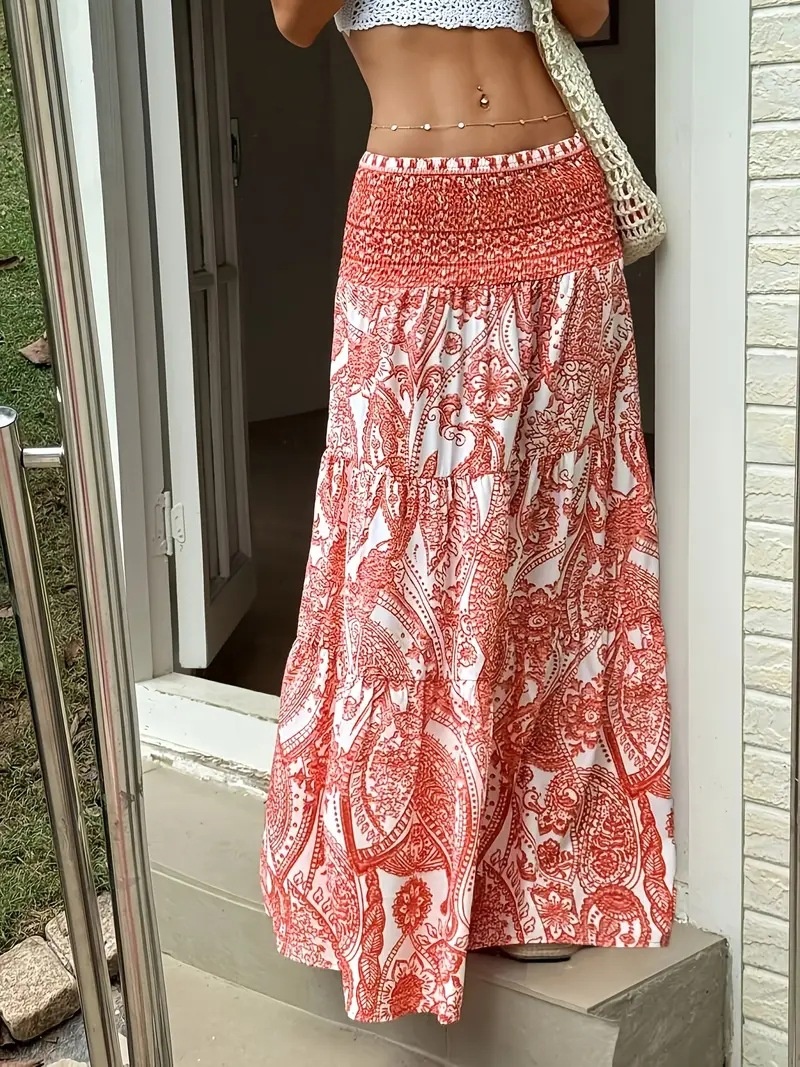 Paisley Maxi Skirt Boho Tiered High Waisted Vacation Style 7 90af4ad8 e452 44d8 b513 964962776973 trans
