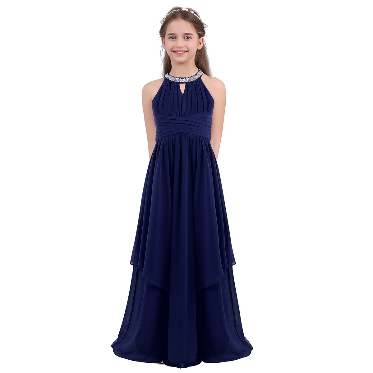 Chinese style Princess Dress Girl Birthday Party Host Navy - Shop at LoveMi