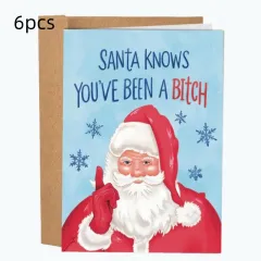 Vulgar Greetings Funny Humor Christmas Cards - Santa Claus 6Pcs - View 1