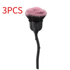 Rose Face Powder Makeup Brush - Black 3Pcs - View 1