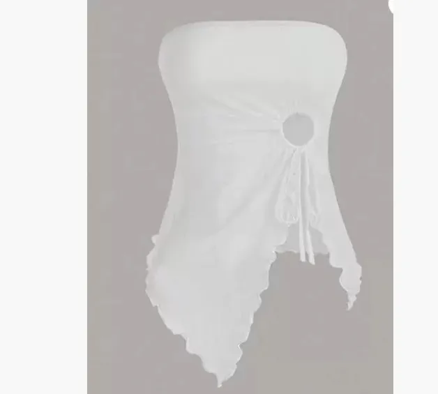 Tube Top Elegant Shoulder baring Hot Irregular Sleeveless Top White - Shop at LoveMi