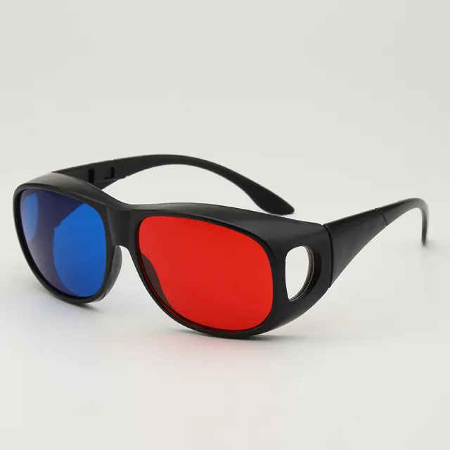 Red Blue 3D Glasses Set Of Glasses Large Frame Black - Shop at LoveMi