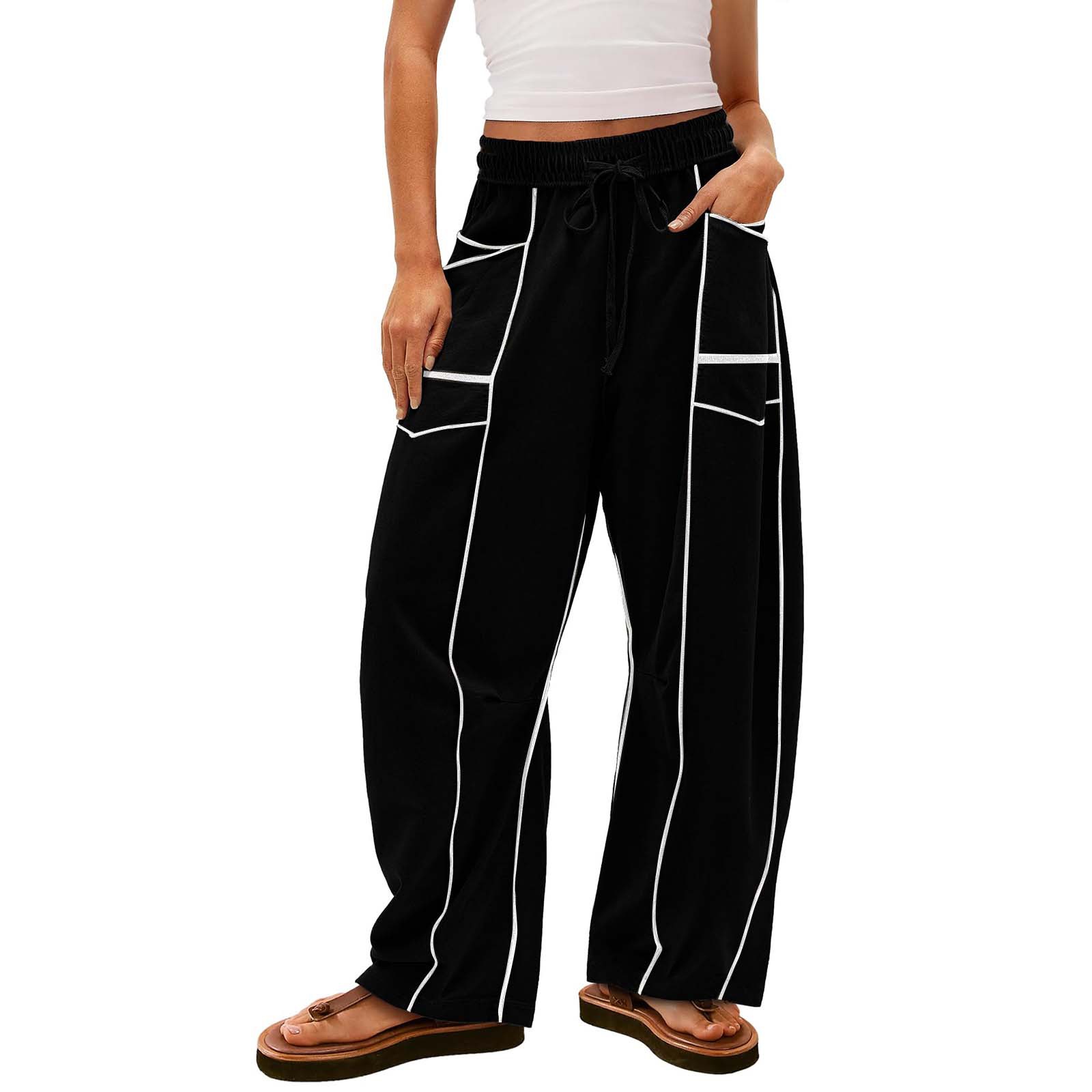 Women With Drawstring Waist Casual Pants