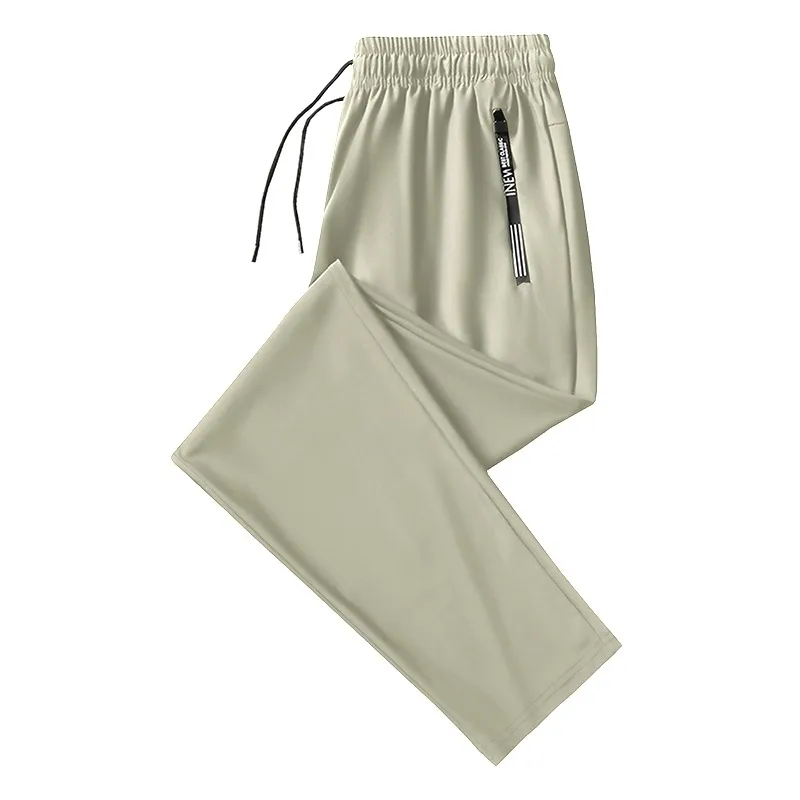 Men's Summer Thin Ice Silk Quick-drying Running Casual Pants Loose - Khaki
