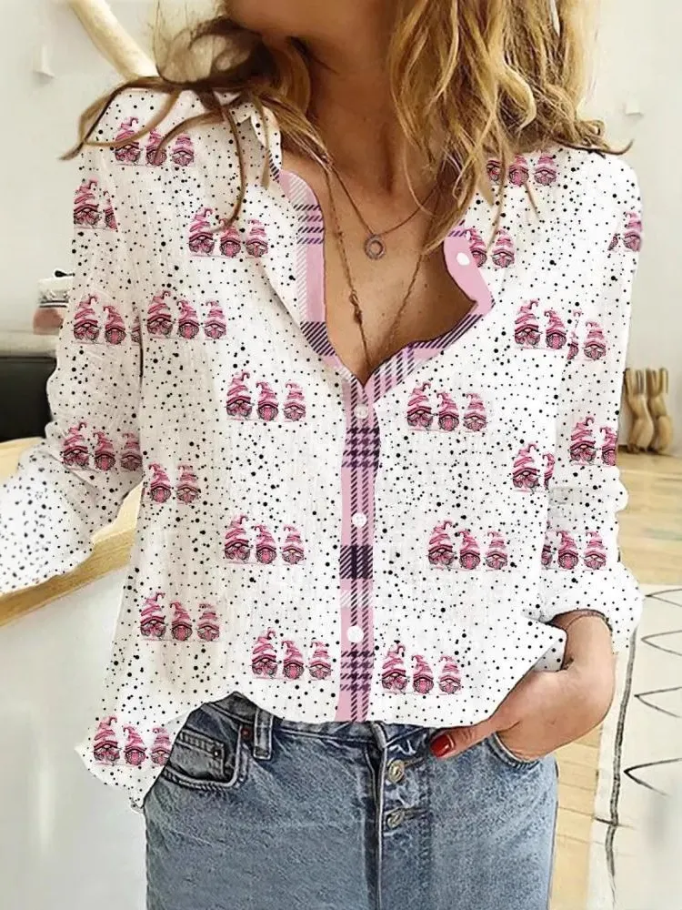 Creative Love Valentine's Day Element Pattern Long Sleeve Women's Shirt - 4 Models Of C324-L