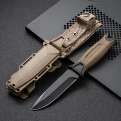 Outdoor Self-defense Tactical Portable Straight Knife - Brown - View 1