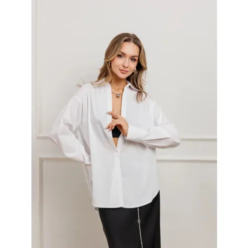 Women's Plus Size Striped Work Casual Long Sleeve Shirt White 2159 - Shop at LoveMi