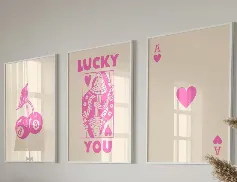 Lucky Poker Retro Canvas Poster Bedroom Decoration Painting - 3Pcs