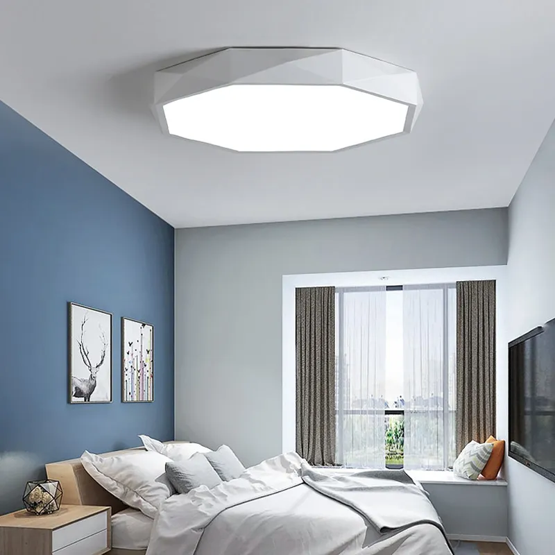 Macron-style Eight-sided Master Bedroom LED Ceiling Light For Room And Balcony - White