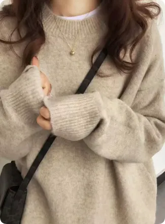 Loose And Lazy Style Thickened Sweater Top For Women - Apricot