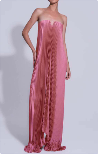 Tube Top Pleated Oversized Hem Dress Rose Red - Shop at LoveMi